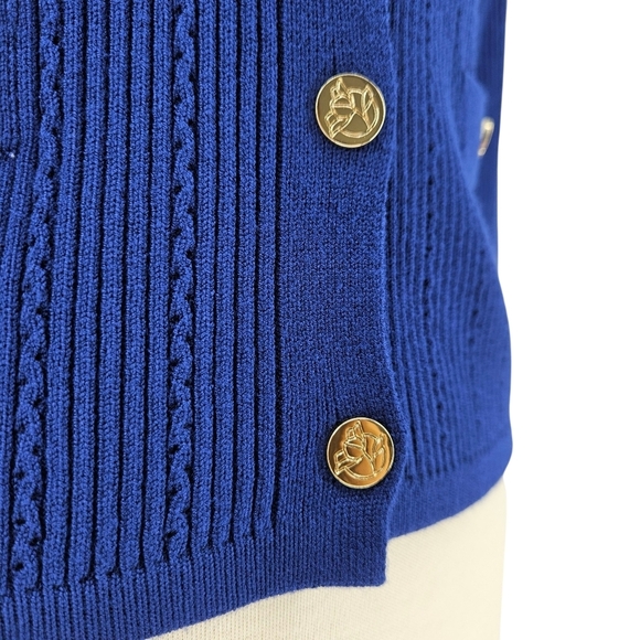 Draper James Sweater Cardigan Navy Blue Long Sleeve Button Up V Neck Rib Knit XS - Picture 4 of 8